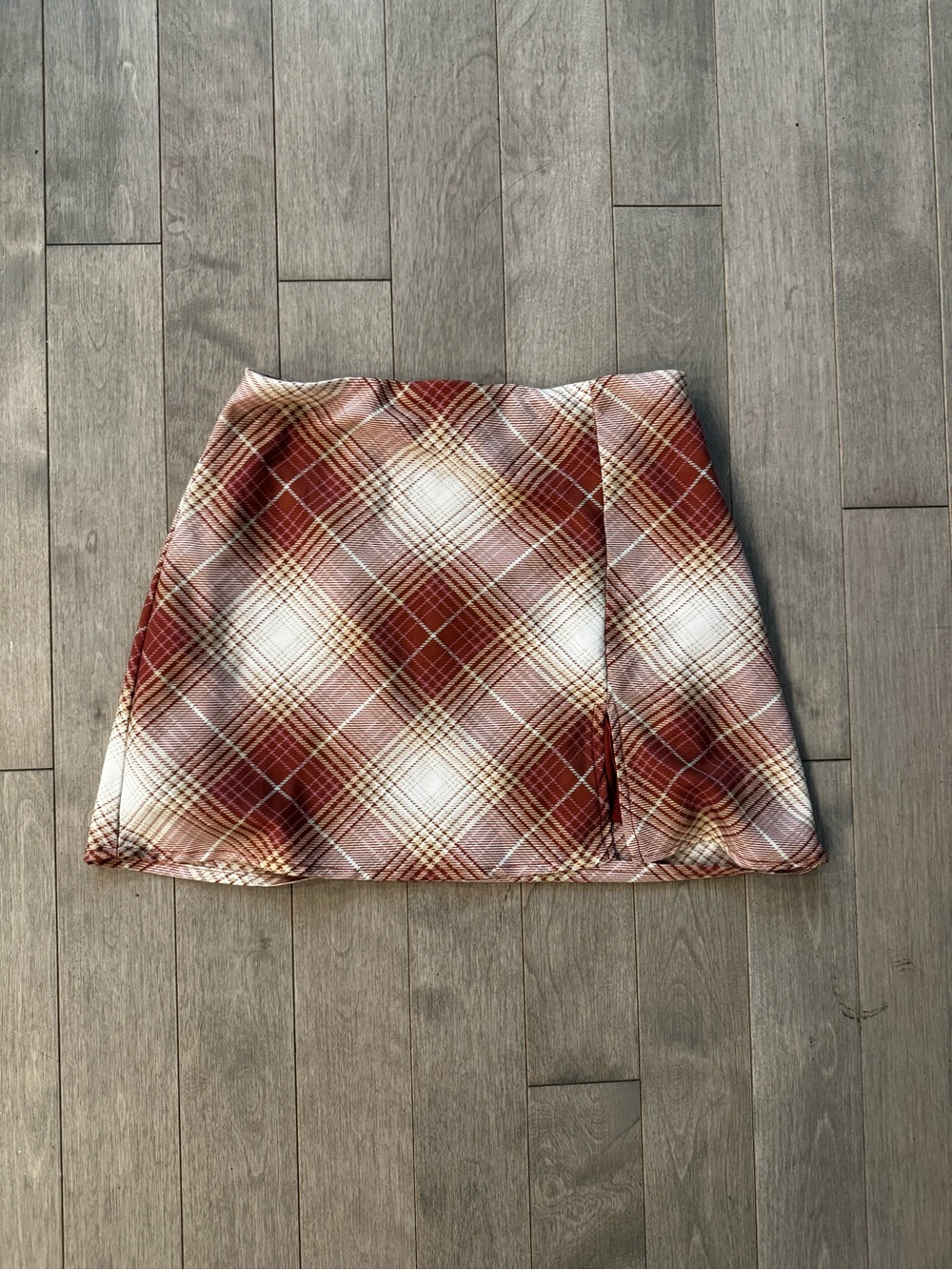 Forever 21 Rust and Cream Plaid Mini Skirt